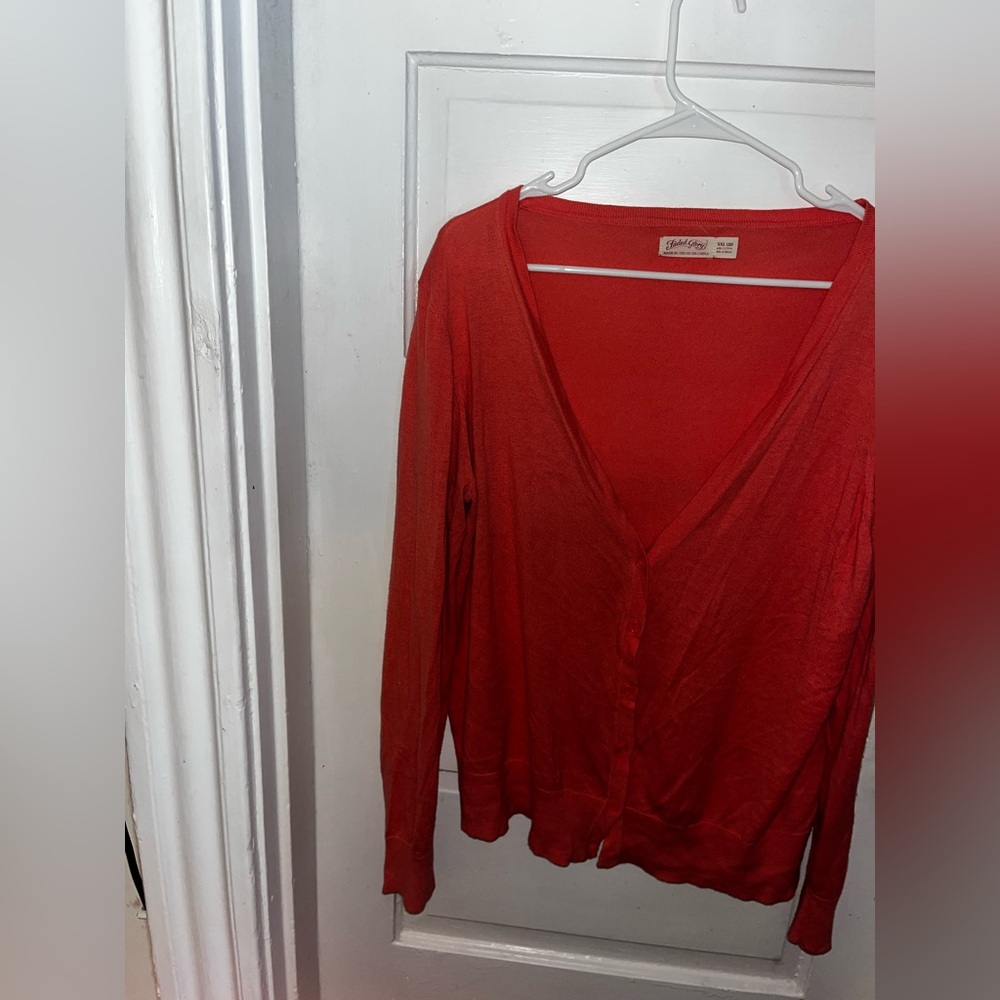 Faded Glory Burnt Orange Button Down Plus Size V-Neck Cardigan - Picture 2 of 6
